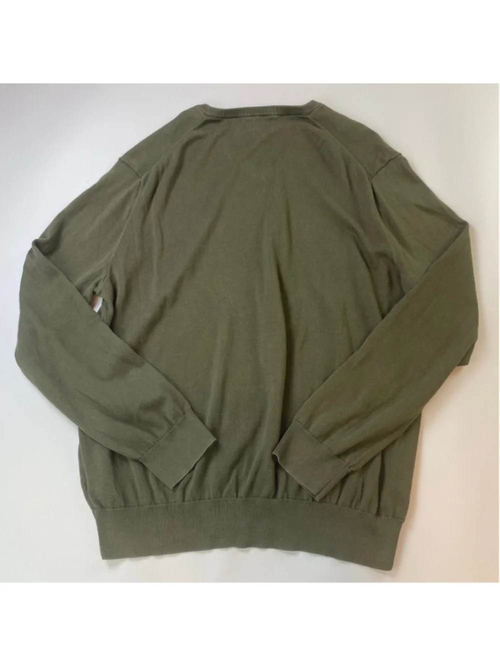 Polo Ralph Lauren V-Neck Sweater XXL Green Pima Cotton Classic Knit Minimalist